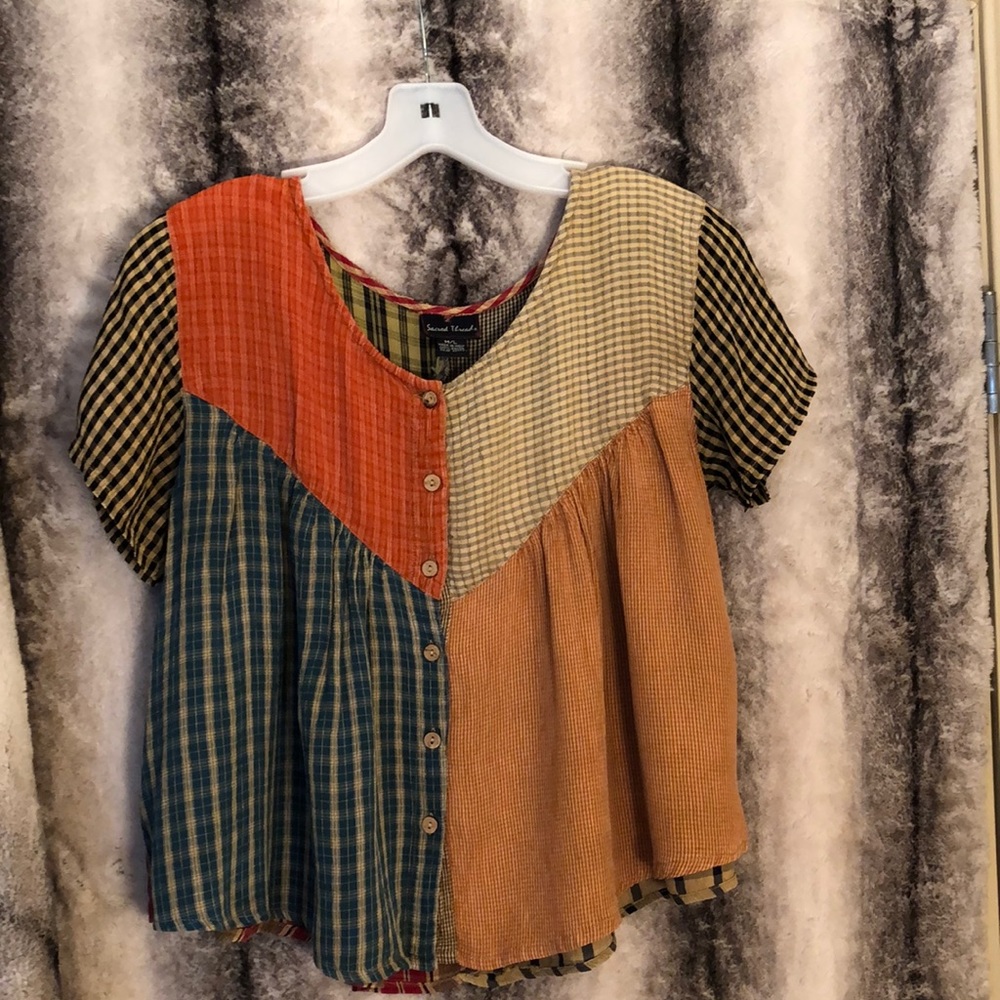 Sacred Threads multicolor button down top